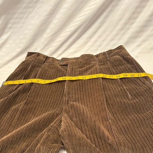 Vintage Vires Italy Brown Wide Wale Corduroy Brown Pleated Pants Mens 36 - Picture 12 of 16